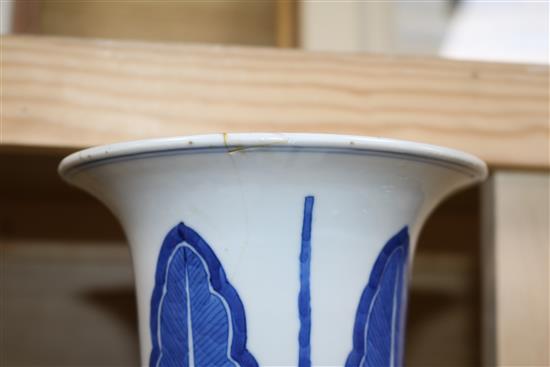 A late 19th century Chinese blue and white vase 30cm high